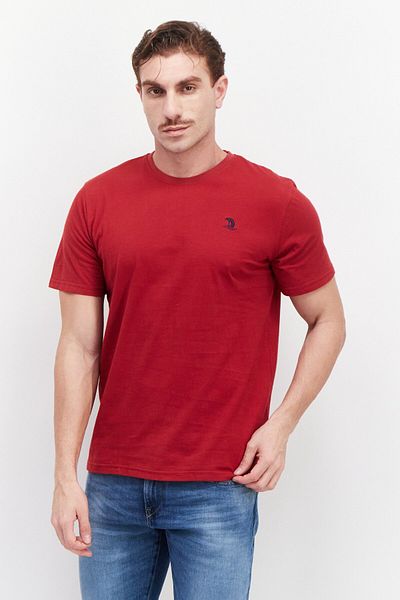 Nordland Men Crew Neck Short Sleeve Embroidered Logo T-shirt, Red