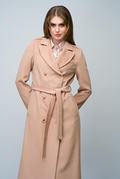 Olcay KAMEL 3009 - Ενδιάμεσο παλτό με διπλό στήθος με επωμίδα και τσέπες πόλο