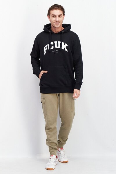 French Connection Men Brand Logo Hooded Fleece Sweatshirt, Marine