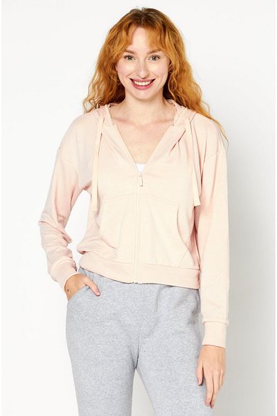 Kensie Women Hooded Embroidered Logo Long Sleeves Sweatshirt, Pink