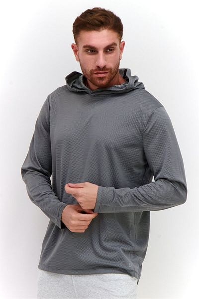 RBX Men Sportswear Fit Hooded Training Sweatshirt, Grey
