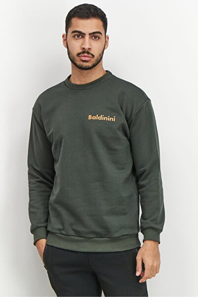 Baldinini سويت شيرت رجالي برقبة دائرية وأكمام طويلة وشعار العلامة التجارية، ز...
