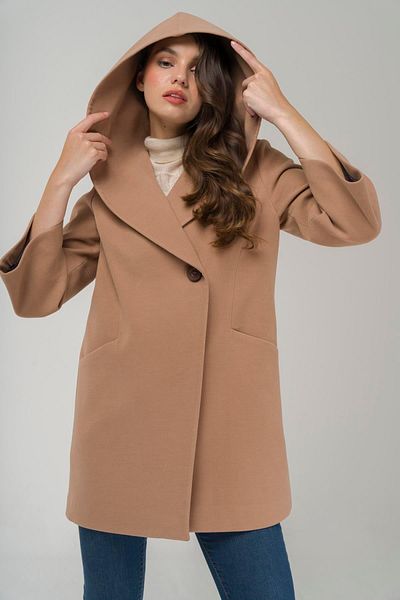 Olcay Hooded Tie Waist Coat KAMEL 3359
