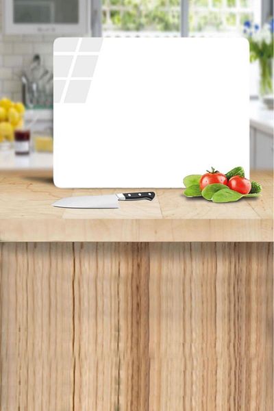 Saban 30X40 cm Plain White Glass Cutting Board