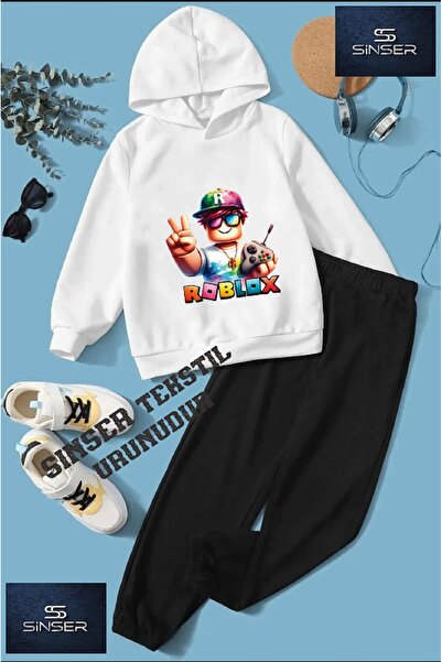 SİNSER TEKS Hanorac pentru fete/băieți Set de trening cu imprimeu „ROBLOX” pe...