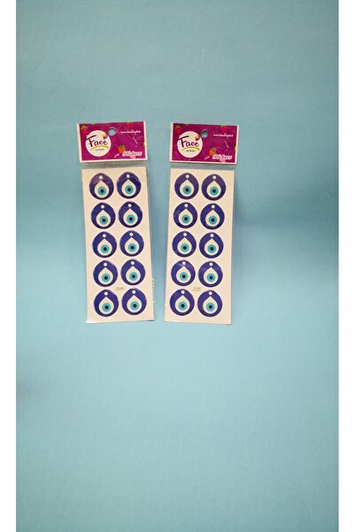 Face Nazar Boncuğu Resimli Sticker Etiket Kabartmalı
