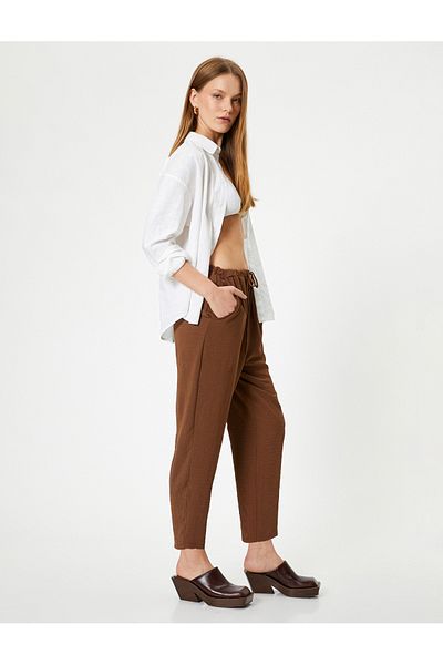 Koton High Waist and Pocket Comfortable Aerobin Fabric Trousers