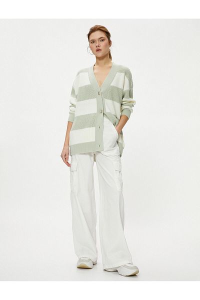 Koton Oversize Knitwear Cardigan Buttoned V-Neck Long Sleeve
