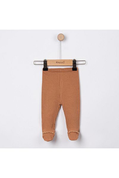 Lolons Reported Fabric Elastic Waist Baby Girl Booties Single Bottom Tan