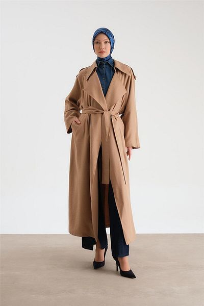 Armine Camel Oversize Modal Trench Coat - 24y8712