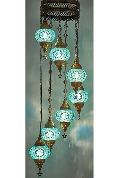 Demmex 7'li Dekoratif Sarkıt Avize Mozaik Tavan Lambası Armatür Otantik Lamba...
