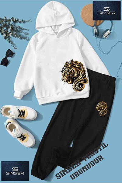 SİNSER TEKS Set de trening cu glugă pentru fete/băieți, cu imprimeu „YANDAN K...