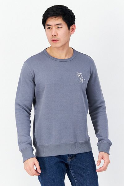 French Connection Men 2 Pcs Crew Neck Long Sleeve Brand Logo Sweatshirt, Slate Blue