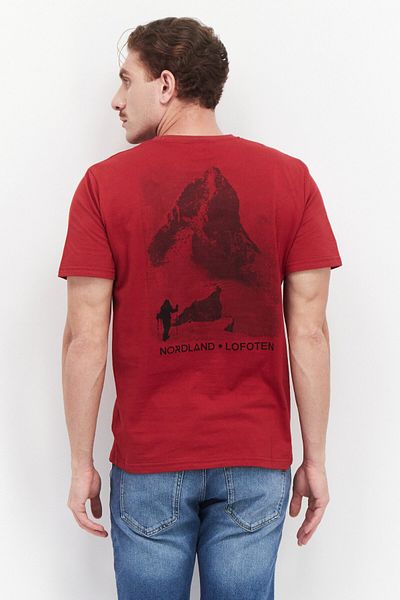 Nordland Men Crew Neck Short Sleeve Embroidered Logo T-shirt, Red