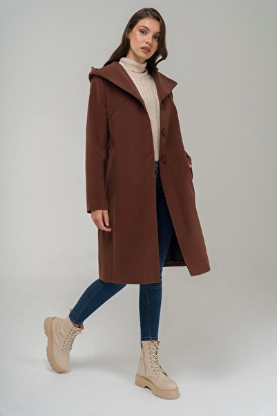 Olcay Kapucnis nagy méretű kabát derékövvel A.KAHVE 3920