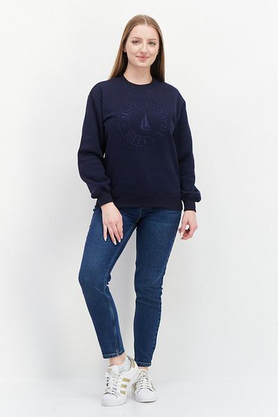 Threadbare Women Crew Neck Embroidered Sweatshirt, Navy