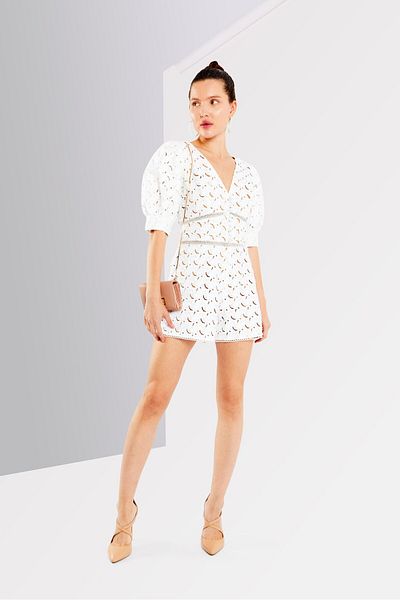 Michael Kors Women V Neck Eyelet Romper, White