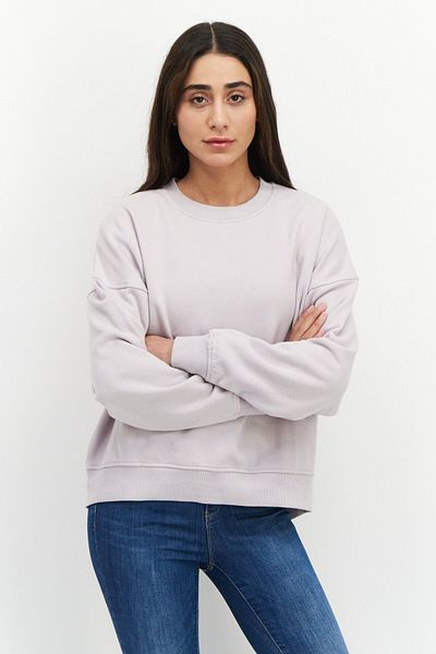Esprit Women Crew Neck Plain Long Sleeve Fleece Sweatshirt, Lavender