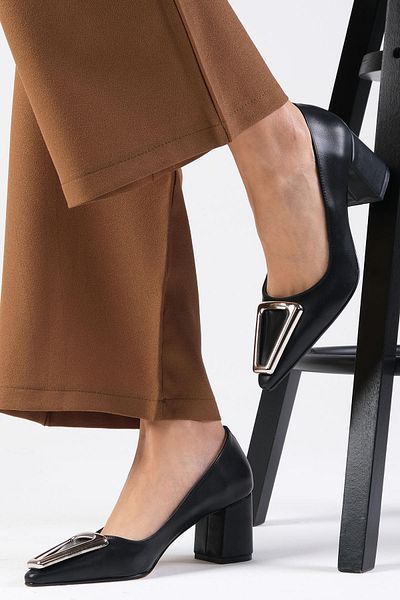 Mio Gusto Lucinda Black Color Women's Heeled Shoes