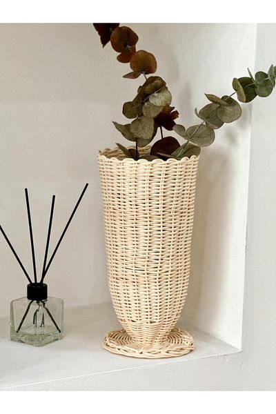 Maison Avf Rattan Decorative Bamboo Handmade Long Vase/ Flower Pot