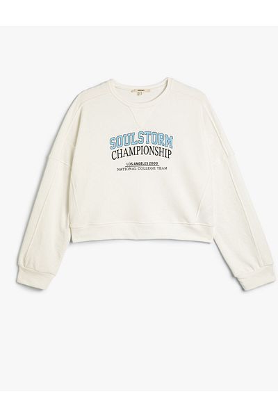 Koton College Sweatshirt Crew Neck Printed Standard Cut