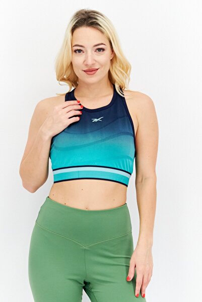 Reebok Women Sportswear Fit Brand Logo Seamless Training Top, Navy Combo