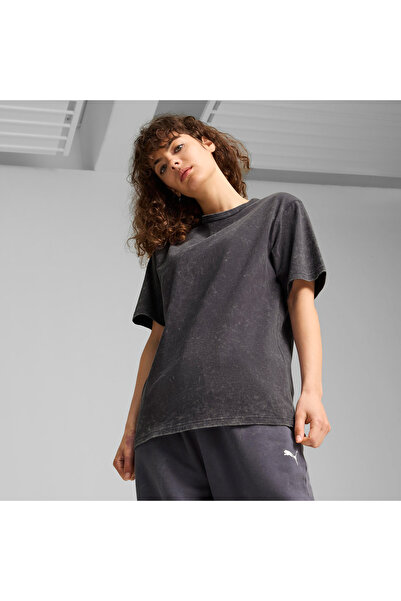 Puma Dare To Relaxed Washed Kadın Gri T-Shirt