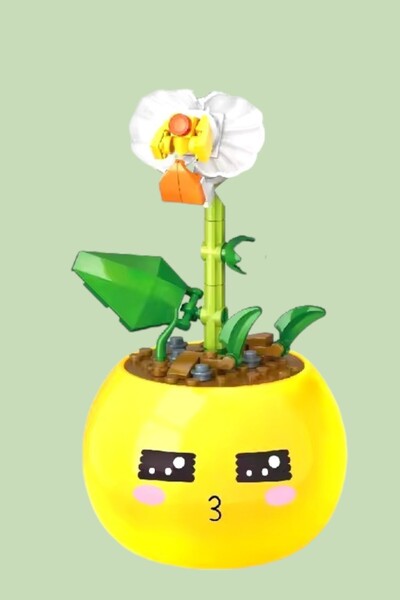 YILDIRIM OYUNCAK Micro Block Flowers in a Pot 58 Piece Building Block - Mini Block Set with Decorative Pots Lego Flower Emoji