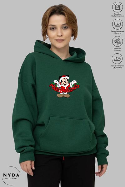 Nyda Collections Unisex Καλά Χριστούγεννα Πρωτοχρονιά με στάμπα με κουκούλα με κουκούλα