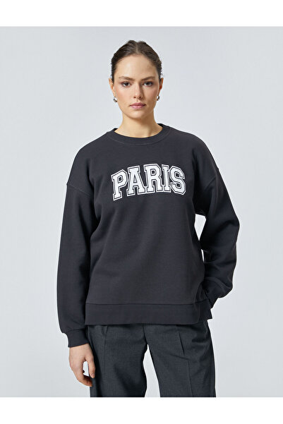 Koton Φούτερ με στάμπα τριών κλωστών Oversize - Crew Neck