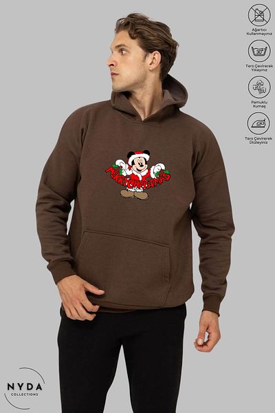 Nyda Collections Unisex Καλά Χριστούγεννα Πρωτοχρονιά με στάμπα με κουκούλα με κουκούλα