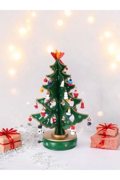Showparty Yılbaşı Hediyelik Dekoratif Hareketli Noel Ağacı Müzik Kutusu 25 Cm