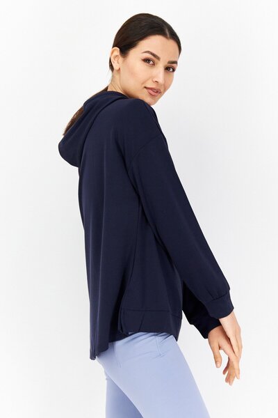 French Connection Women Hooded Long Sleeve Plain Sweatshirt, Navy
