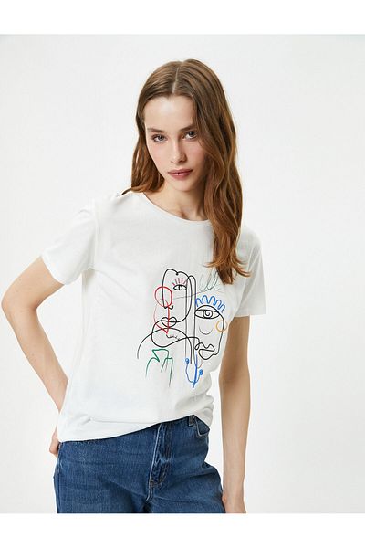 Koton Printed T-Shirt Crew Neck Short Sleeve