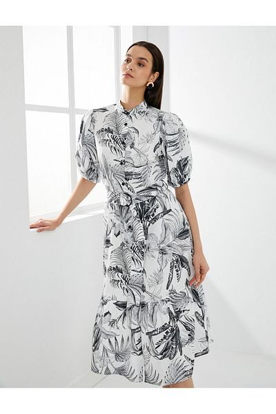 Koton Midi Shirt Dress Patterned Cotton
