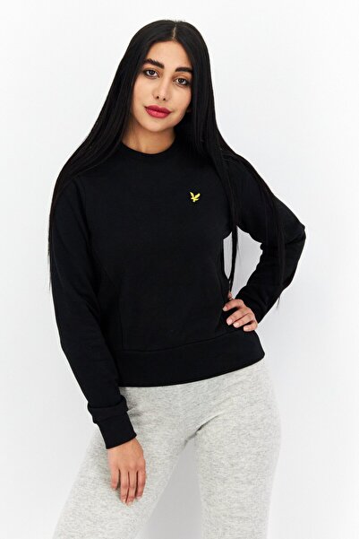 Lyle & Scott سويت شيرت نسائي برقبة دائرية وشعار العلامة التجارية، أسود