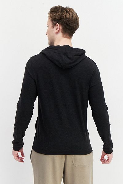 Kenneth Cole Men Hooded Long Sleeve Plain Sweatshirt, Charcoal