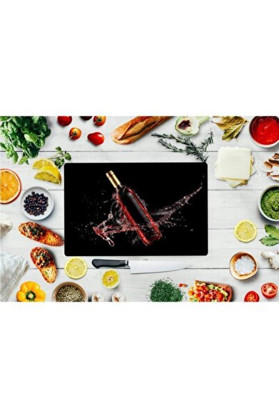 Saban 30x40 cm Cam Kesme Tahtası Kırmızı Şarap