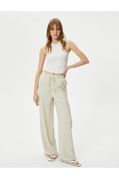 Koton Wide Leg Trousers Elastic High Waist
