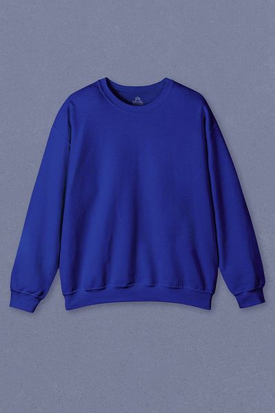 so cool Φούτερ Crew Neck Basic Μπλε Χρώμα Unisex Φούτερ με Fleece Εσωτερικό