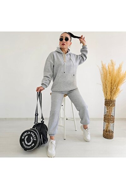 Altı Üstü Butik İpli Kapşonlu 3 İp Eşofman Takımı