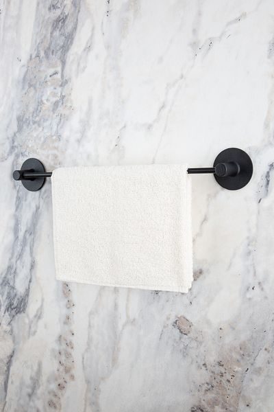 evina Black Round Adhesive Set - Long Towel Holder, Roll Towel Holder, Wc Toilet, Paper Holder Round Towel Holder