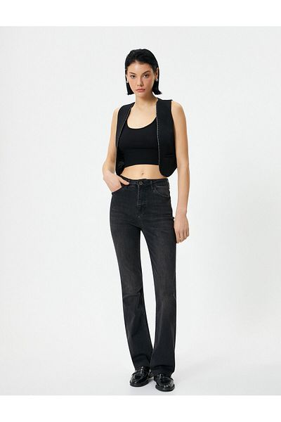 Koton Spanish Leg Jeans Slit Detailed Slim Fit High Waist - Victoria Slim Jeans