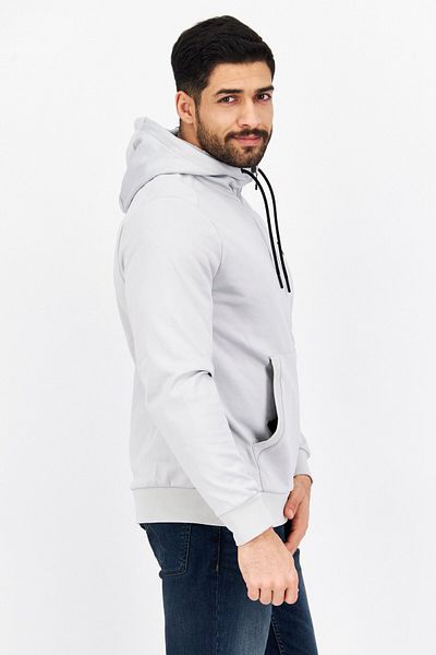 Lyle & Scott Men Long Sleeve Half Zip Brand Logo Hoodie, Light Grey