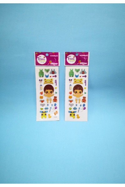 Face Elbise Giydirmeli Resimli Sticker Etiket Kabartmalı