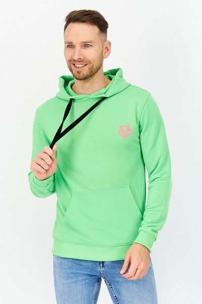 Vision Street Wear هودي رجالي بغطاء رأس وسحّاب بطبعة جرافيكية وأكمام طويلة، أخضر