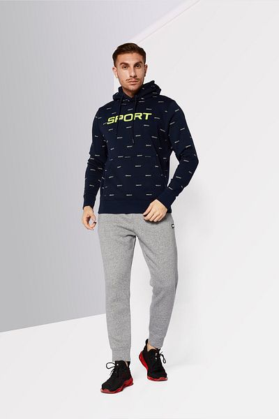 DKNY Sport Men Sportswear Fit Brand Logo Outdoor Hoodie, Navy