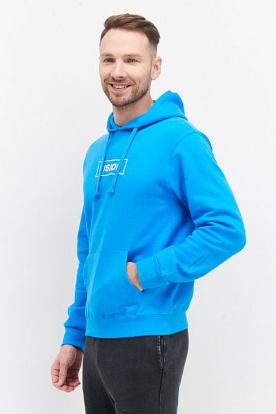 Vision Street Wear Men Hooded Neck Embroidered Logo Long Sleeves Sweatshirt, Light Blue