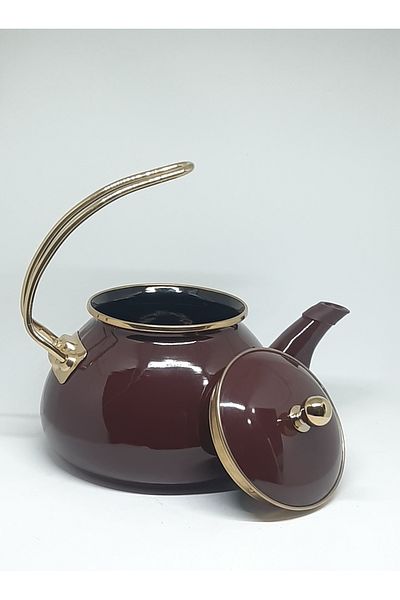 Avşar Enamel House 2.2 Liter Claret Red Vintage Enamel Tea Cettle