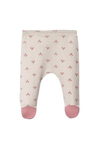 Lolons Butterflies Printed Lycra Baby Girl Booties Single Bottom Ecru